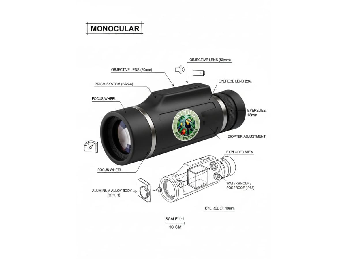 Compact monocular for lightweight travel and birding in Mindo