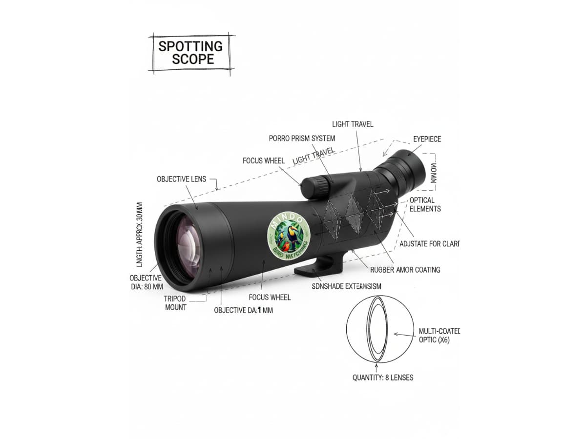Spotting scope for distant bird observation in Ecuador
