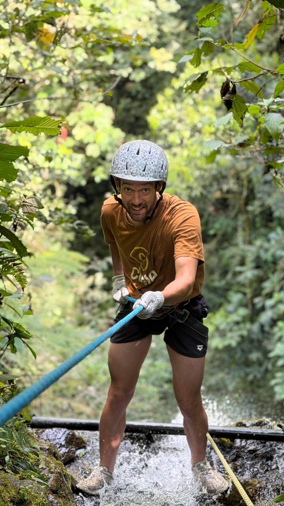 Canyoning rappel in Mindo Ecuador