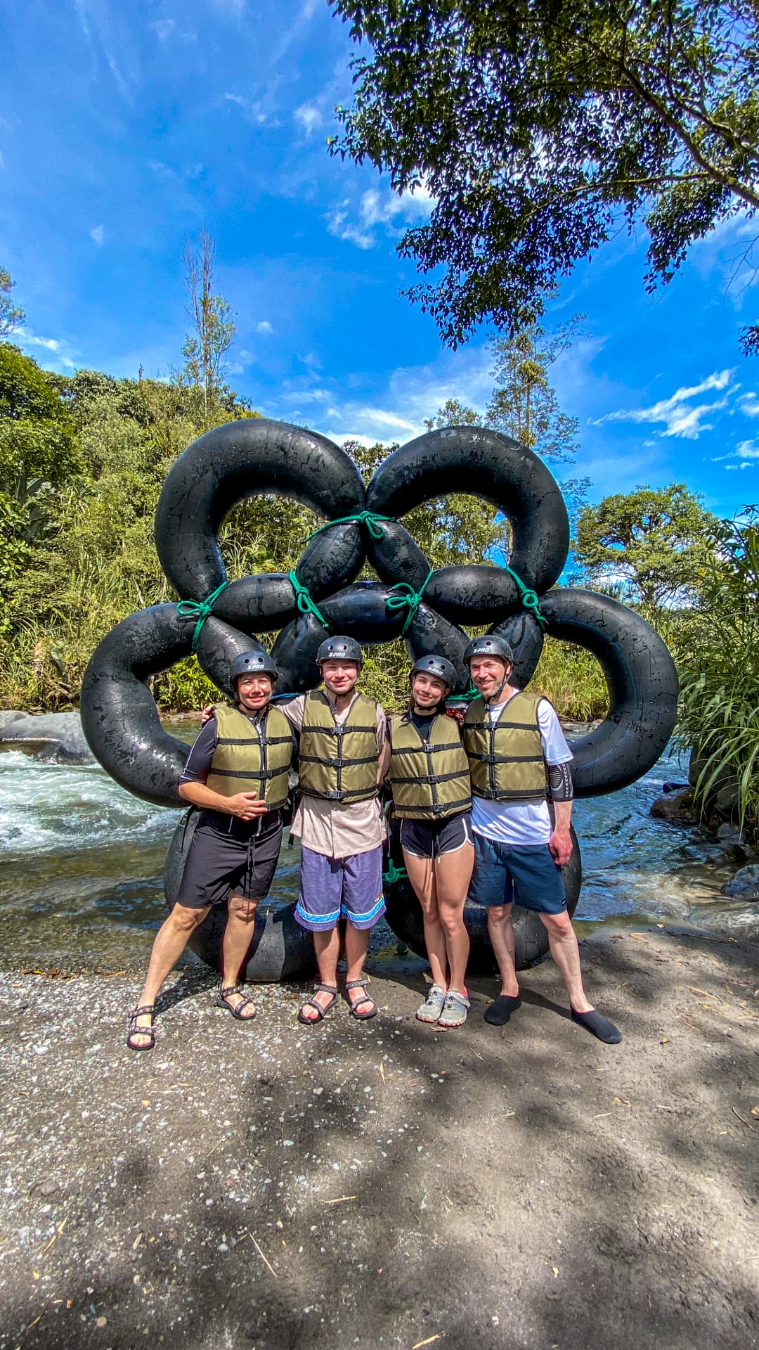 Group tubing descent on the Mindo River