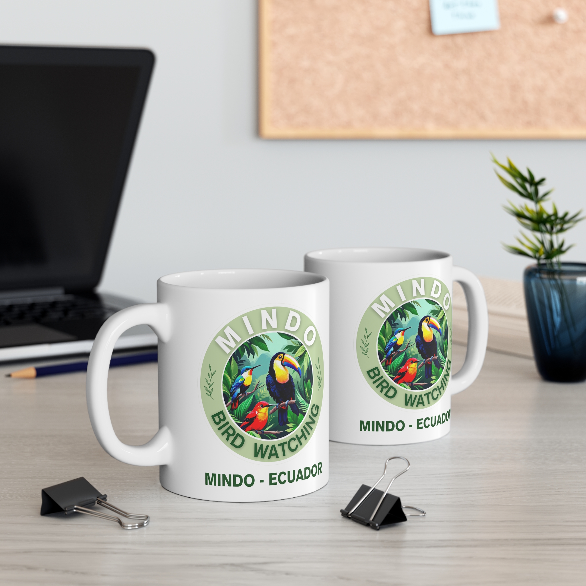 Mindo Bird Watching Mug — Tropical Toucan & Parrot Coffee Cup (11oz)