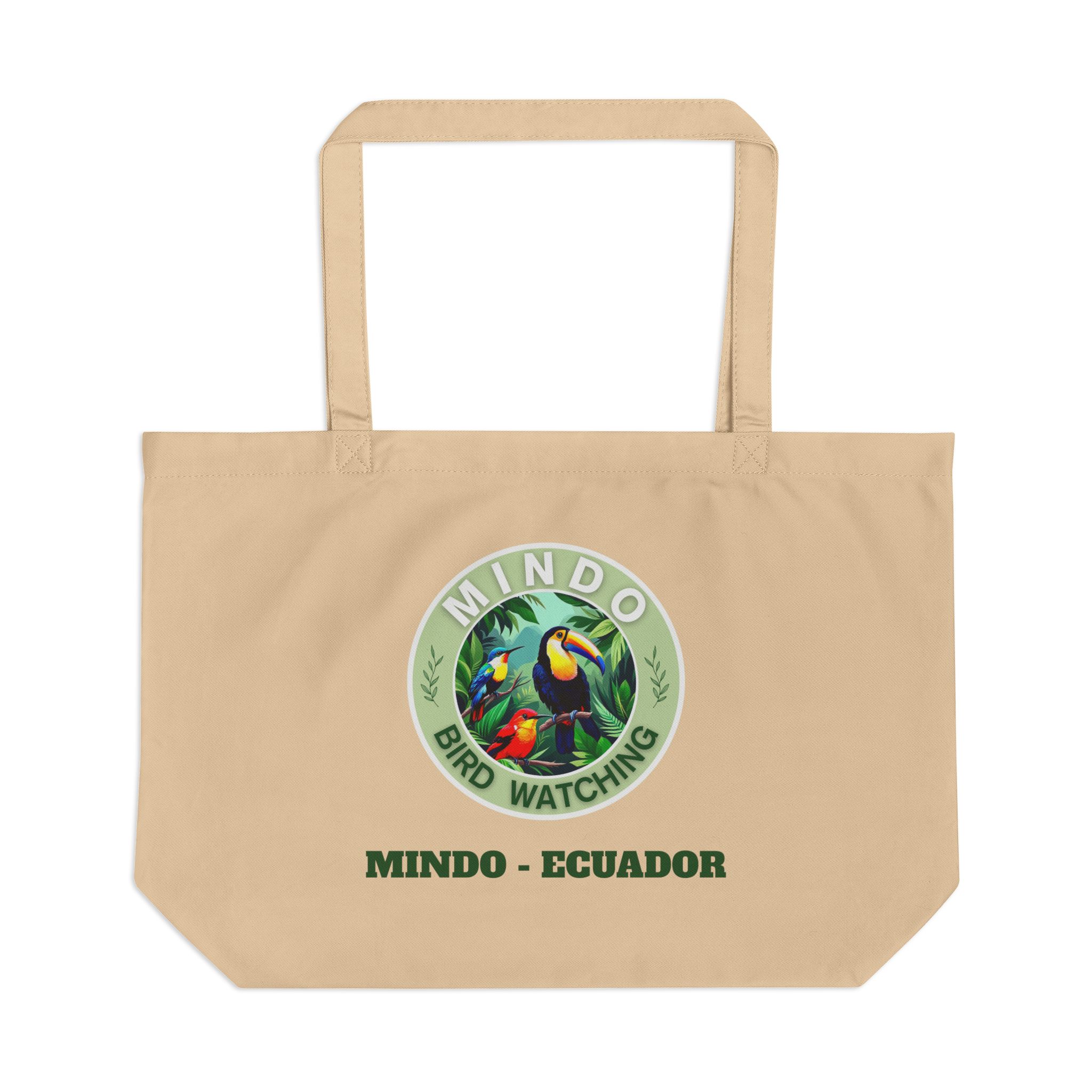 Mindo Bird Watching Tote Bag — Organic Cotton Eco Tote (Toucan & Cloud Forest Design)