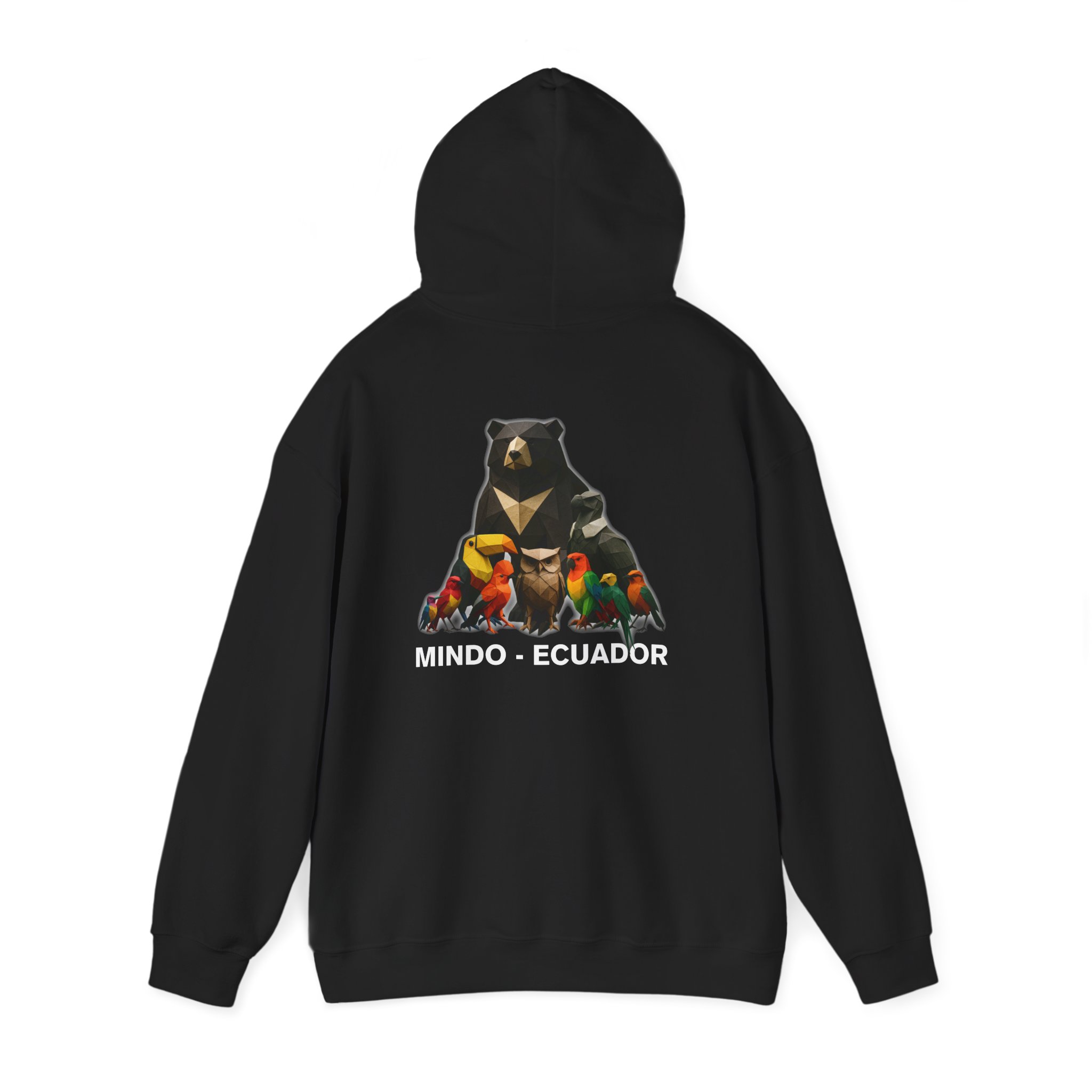 MBW Family Hoodie — Black & Chocolate — Bear & Birds Graphic “Mindo • Ecuador” Sweatshirt