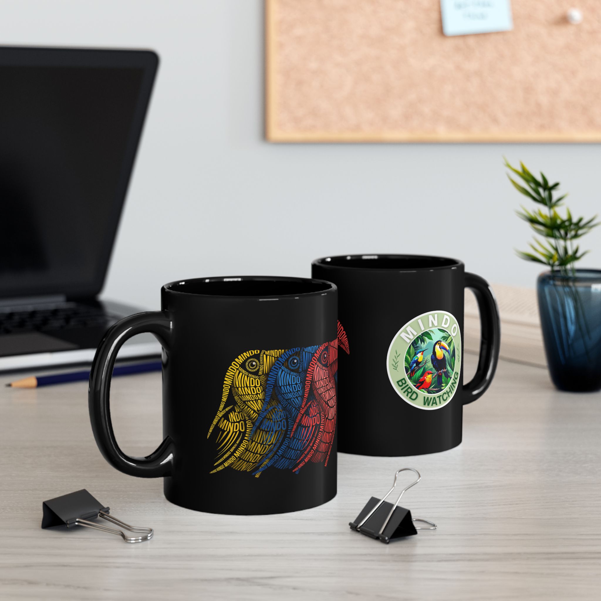 Mindo Bird Watching Black Coffee Mug – Toucan Wildlife Nature Travel Souvenir (11oz & 15oz)